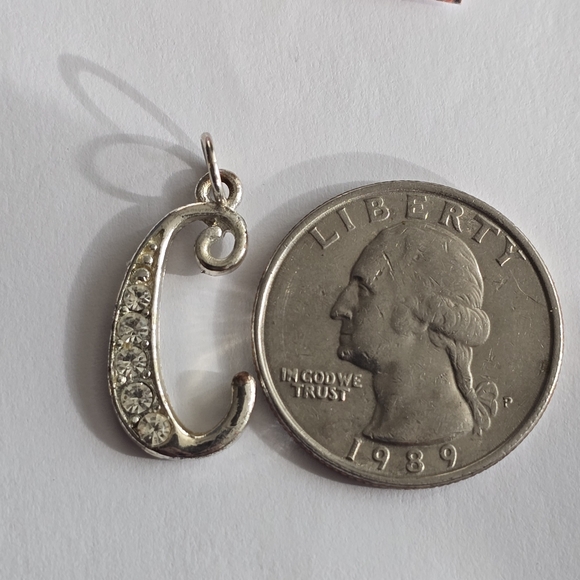 Letter C pendant charm silver tone alphabet initial monogram - Picture 5 of 7
